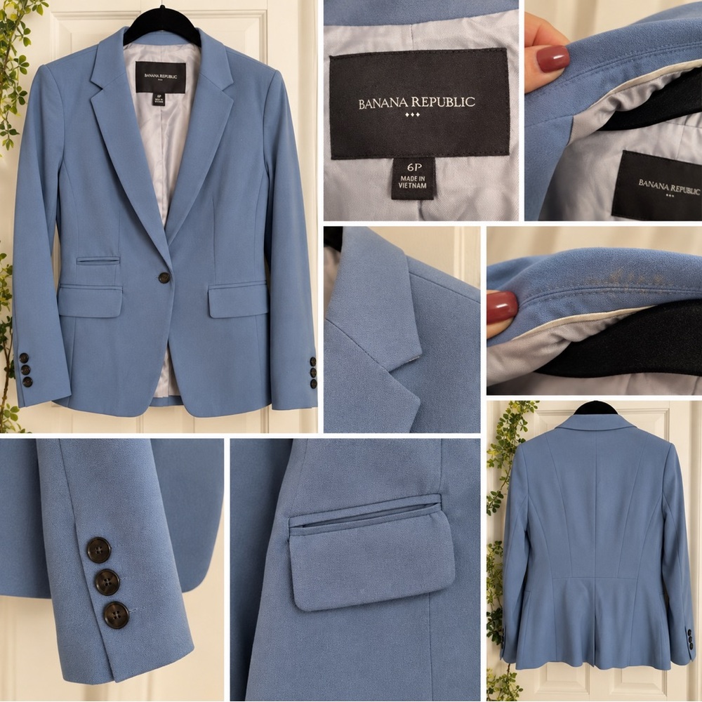 Banana Republic Women's Sky Blue Tailored Blazer